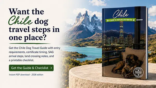 picture of the Chile Dog Travel Guide for 2026 in front of a lake and mountains